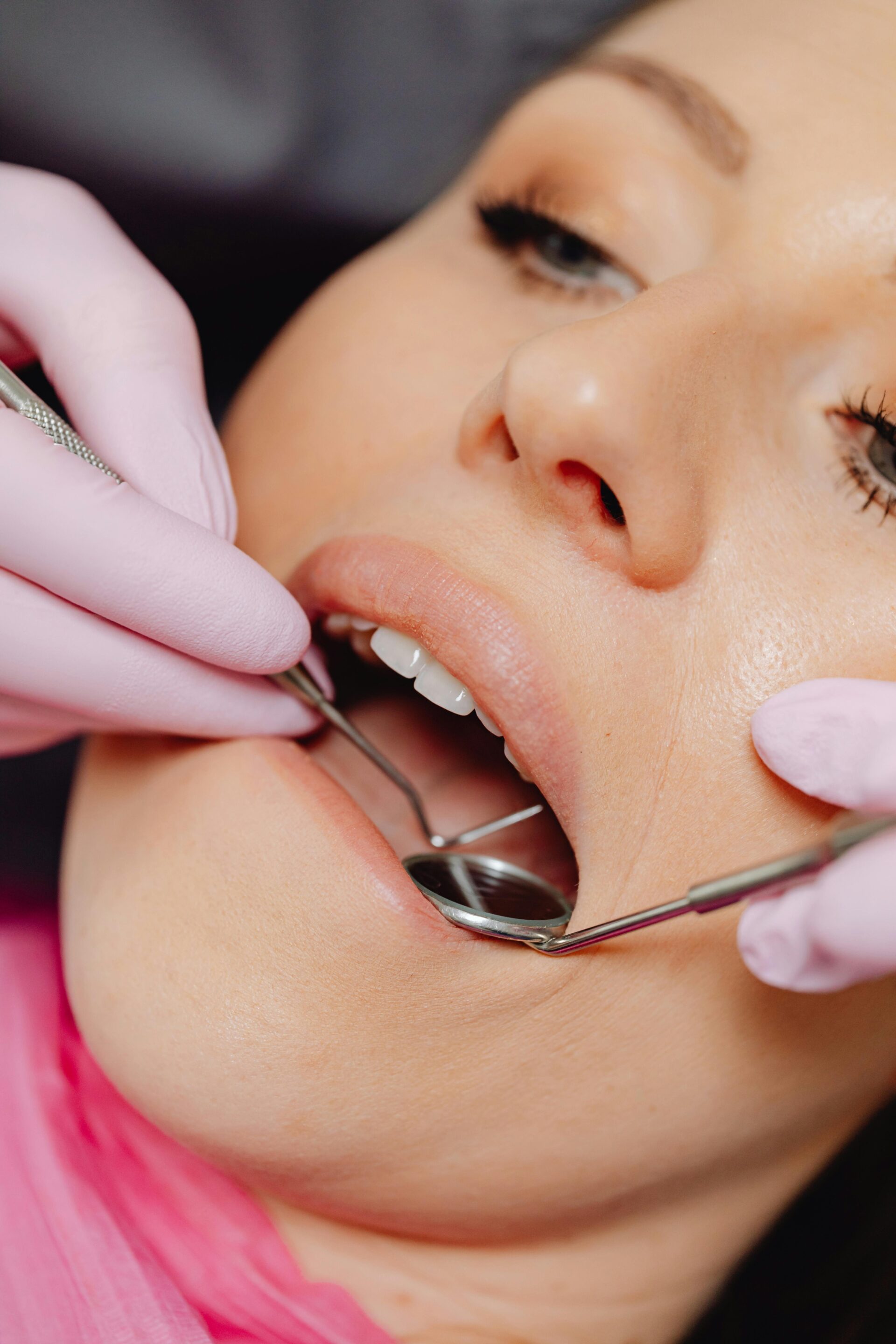 Patient receiving a dental exam